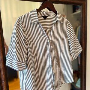 J. Crew Navy and White Striped Shirt